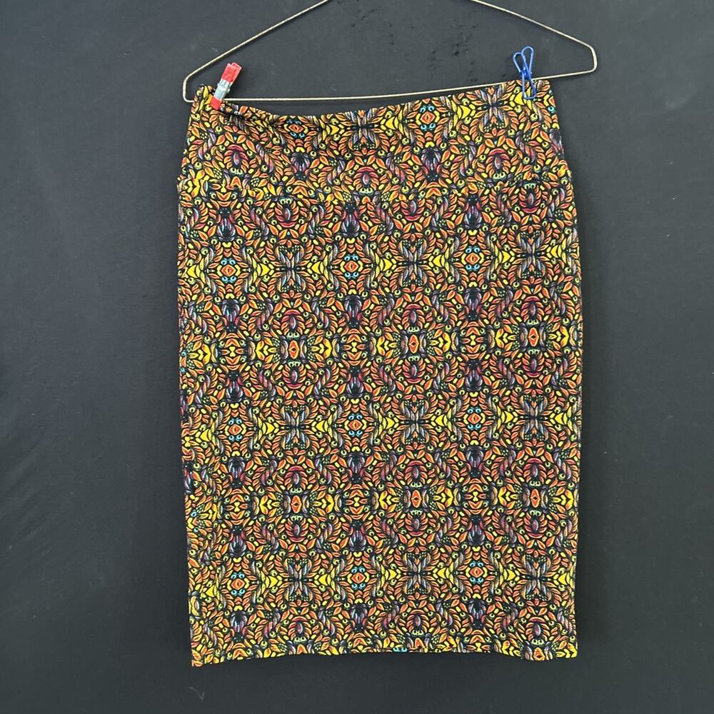 LuLaRoe Cassie Women's Pencil Skirt Size L Floral Print Knee Length Pull On